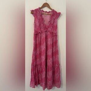 Revolve Banjanan Constance Pink Maiden Grass Maxi Dress Tiered Ruffles Size Sm